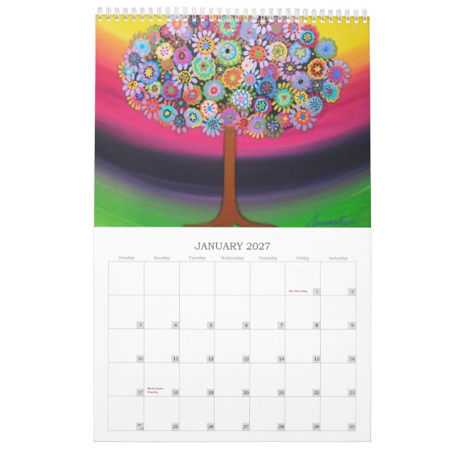 MURAL ARBRE DE PRISARTS DU CALENDRIER 2012 DE PEINTURES (Jan 2027)