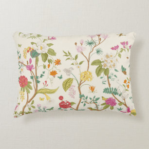 Mural. Bloom. Blooming trees. Vintage floral illus Accent Pillow