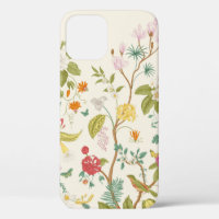 Mural. Bloom. Blooming trees. Vintage floral illus