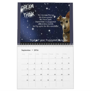 Mural Calendrier 2016 de conscience de Puppymill de