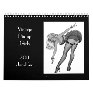 Mural Calendrier 4 Filles Vintage Pin-up 2011 Jan-Déc