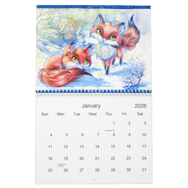 Mural Calendrier animal mignon 2013 d'art (Jan 2026)