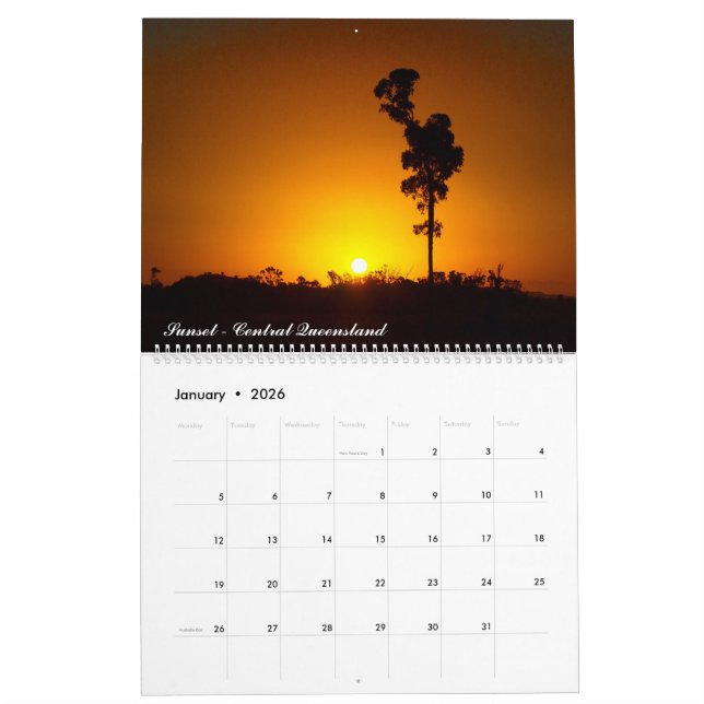 Mural Calendrier australien du coucher de soleil 2018 (Jan 2026)