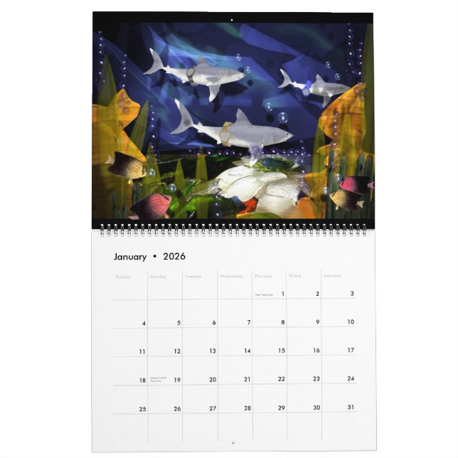Mural Calendrier d'art 2013 Large Sea-Life par Valxart.c (Jan 2026)