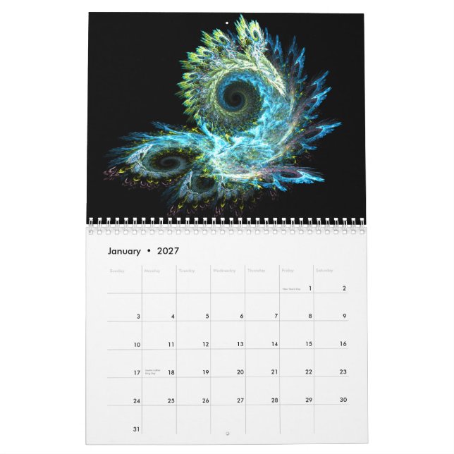 Mural Calendrier d'art de fractale (Jan 2027)