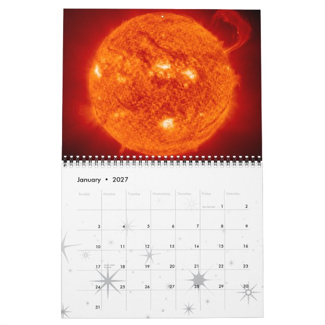 Mural Calendrier d'astronomie d'espace du système (Jan 2027)