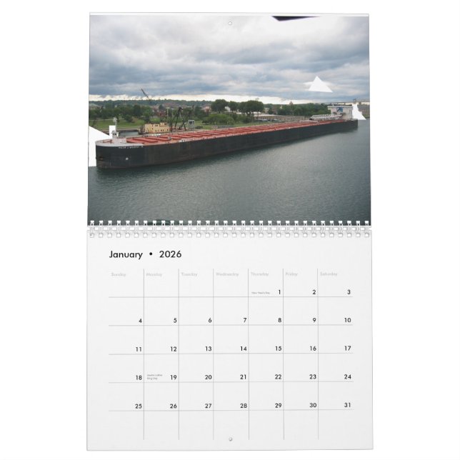 Mural Calendrier de bateaux de Great Lakes (Jan 2026)
