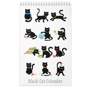Mural Calendrier de chat noir