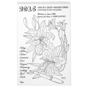 Mural Calendrier de livre de coloriage 2016 de Josh