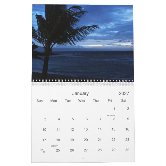 Mural Calendrier de Maui (Jan 2027)