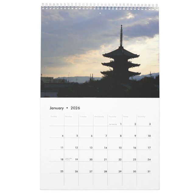 Mural Calendrier de pagoda (Jan 2026)