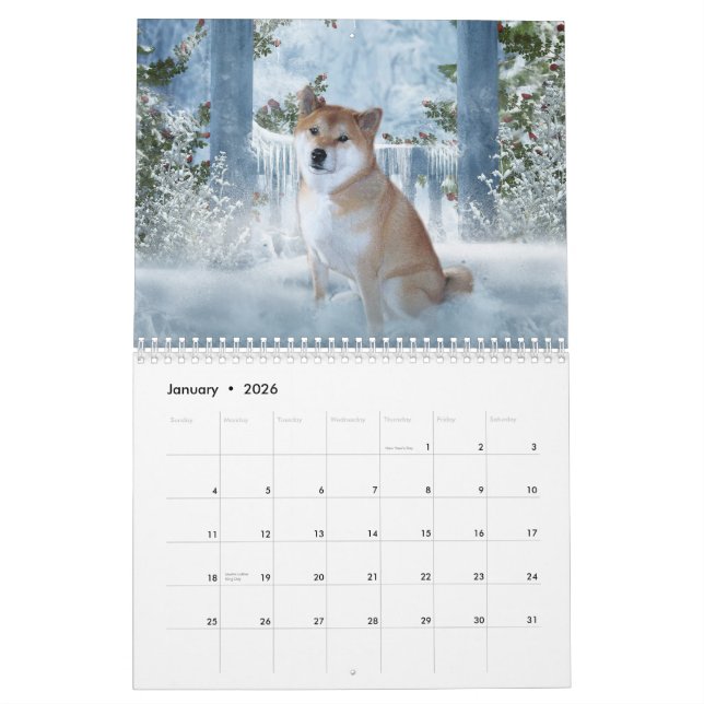 Mural Calendrier de Shiba Inu (Jan 2026)