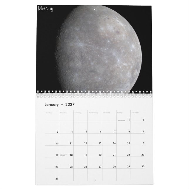 Mural Calendrier de système solaire (Jan 2027)
