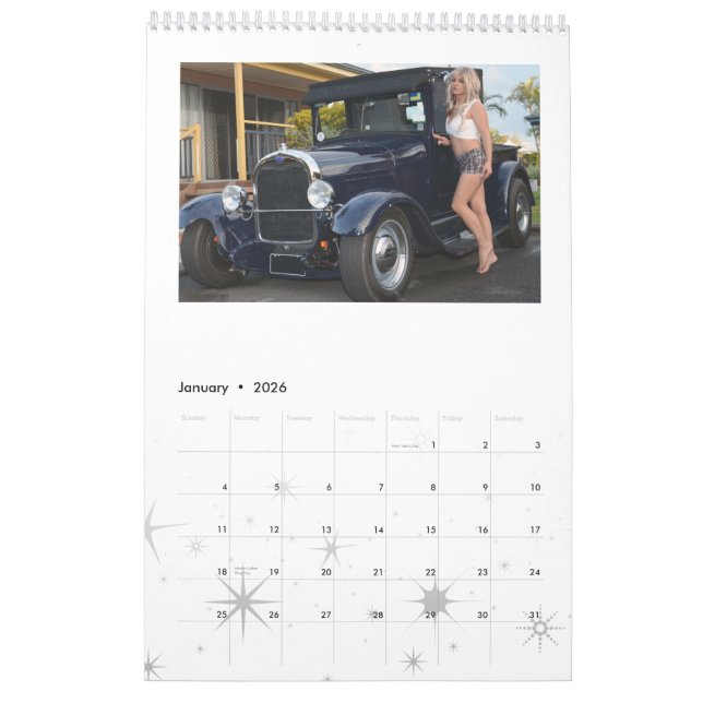 Mural Calendrier de voitures de hot rod (Jan 2026)