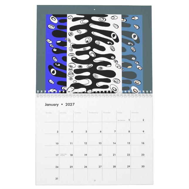 Mural calendrier déchiré en lambeaux d'air de 2014 (Jan 2027)