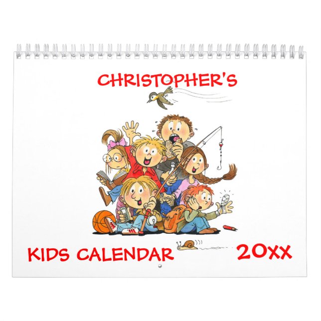 Mural Calendrier des enfants rouges - Calendrier amusant (Protection)