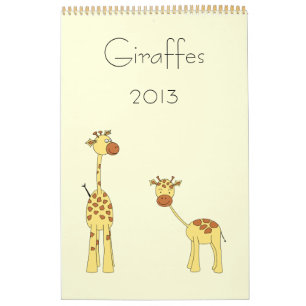 Mural Calendrier des girafes 2013. Caricatures mignonnes