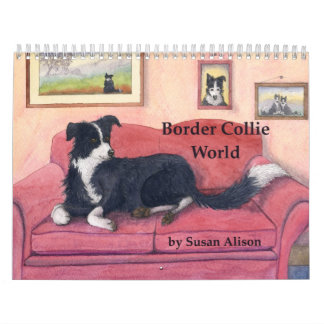 Mural Calendrier du monde de border collie