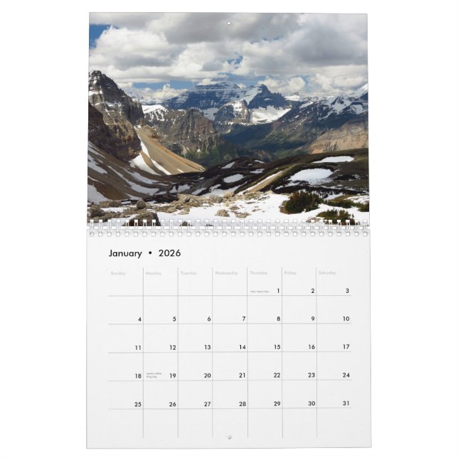 Mural Calendrier du parc national 2015 de glacier (Jan 2026)