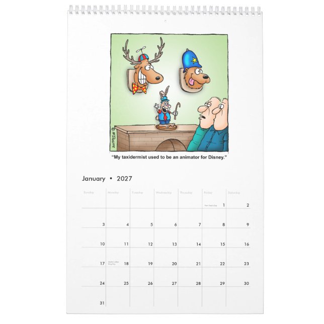 Mural Calendrier hilare de bande dessinée de la chasse (Jan 2027)