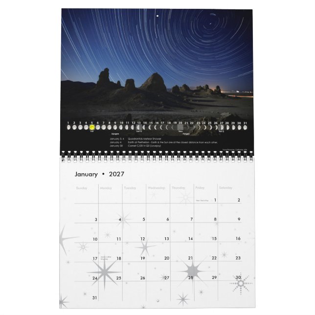 Mural Calendrier lunaire 2015 Astronomy Wall Calendrier  (Jan 2027)