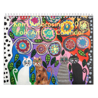 Mural Calendrier mexicain de chat d'art populaire