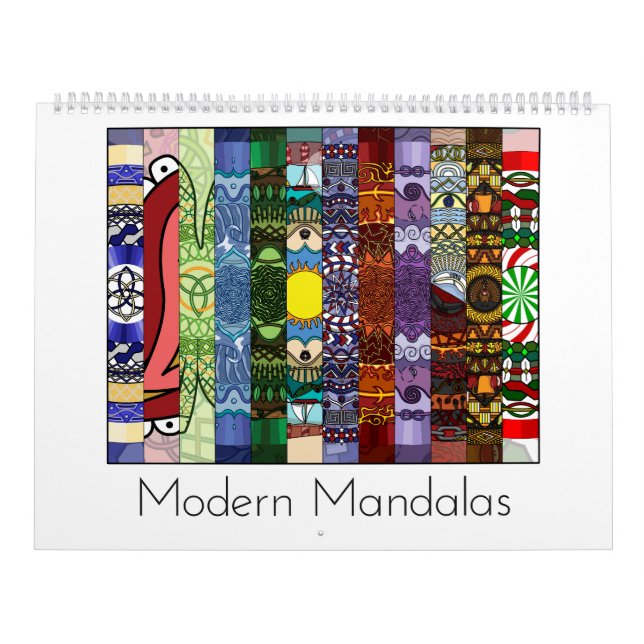 Mural Calendrier moderne Mandalas 12 mois (Protection)