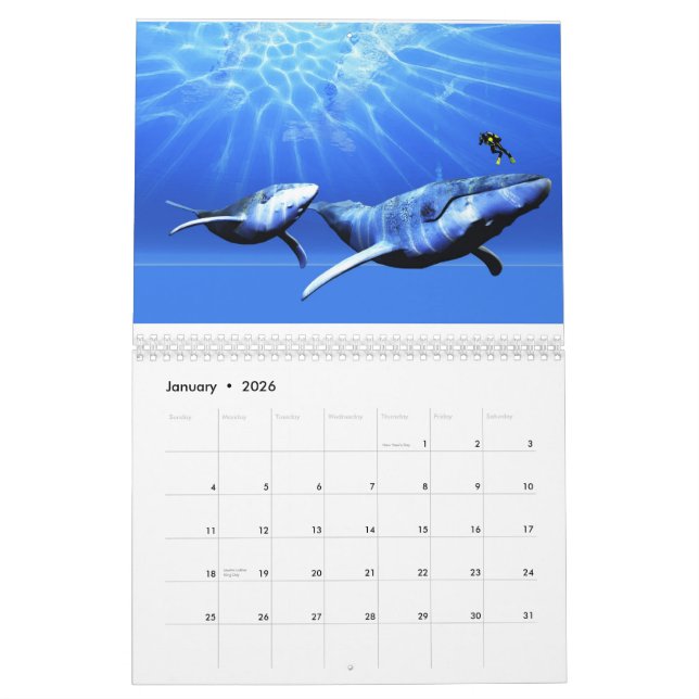 Mural Calendrier Ocean World - Baleines (Jan 2026)