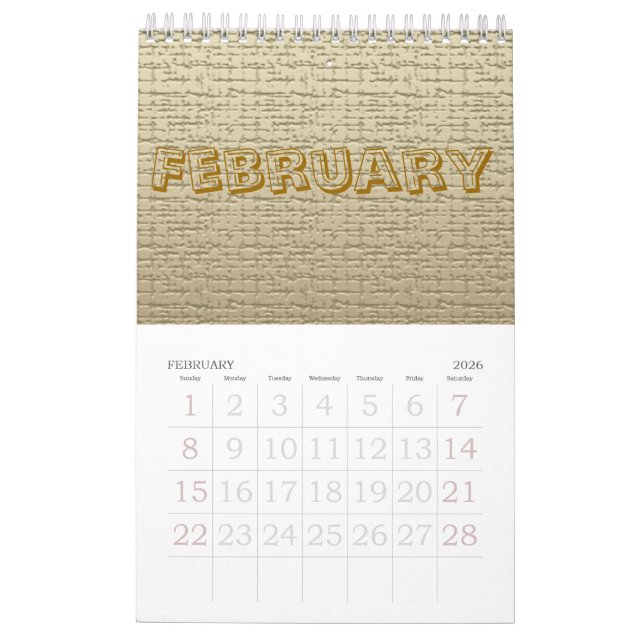 Mural Calendrier - Textures (Feb 2026)