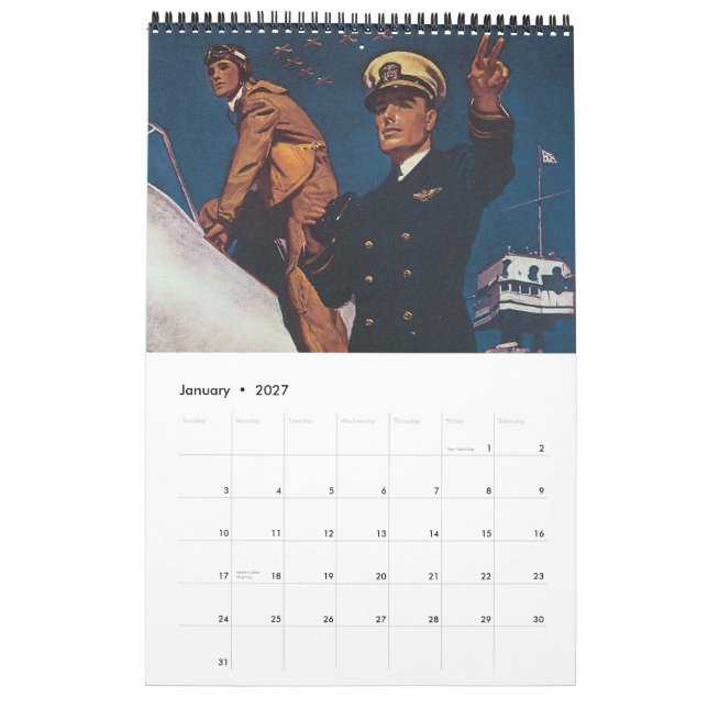 Mural Calendrier vintage 2012 d'affiche de guerre (Jan 2027)