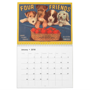 Mural Calendrier vintage, Crate Étiquette