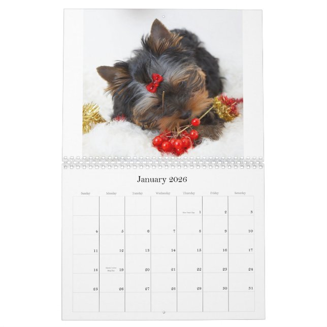 Mural Calendrier Yorkshire Terrier (Jan 2026)