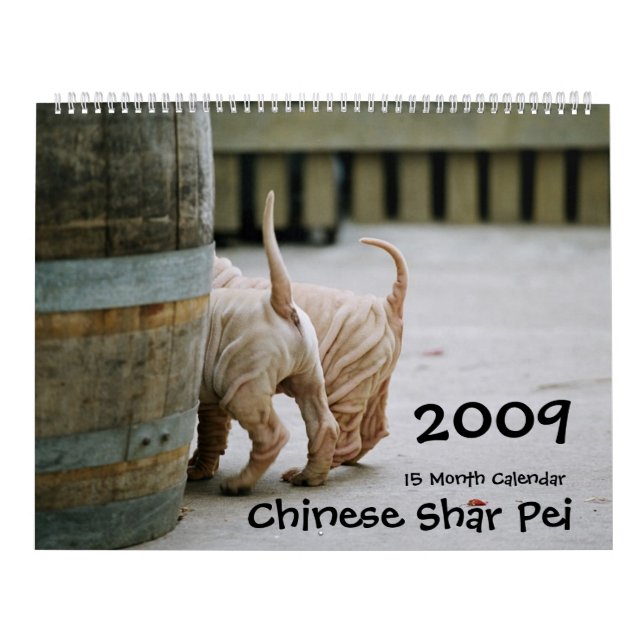 Mural Chinois Shar Pei calendrier de 15 mois (Protection)
