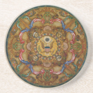Mural & coffers Ceiling Dome in Jefferson Building Coaster