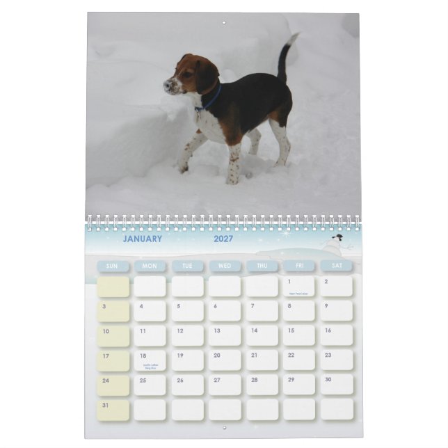 Mural couverture, calendrier de beagle (Jan 2027)