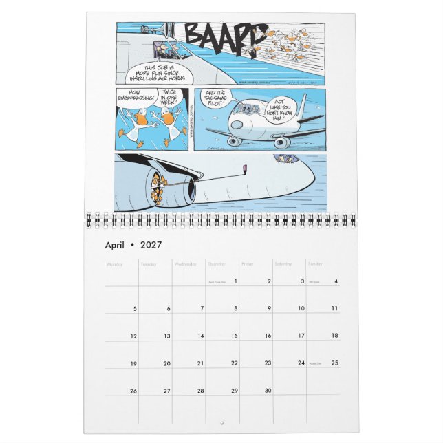 Mural Drôle calendrier des caricatures de l'aviation (Apr 2027)