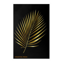 Acrylic Golden Palm Leaf Tropical Glam Art