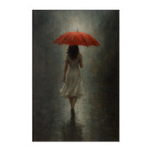 Art du Parapluie Rouge | Peinture de Pluie Maussad