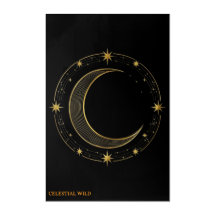 Luxury Black Gold Celestial Moon Acrylic Art