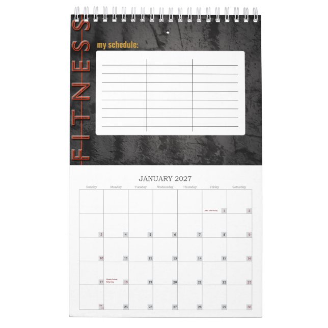 Mural Forme physique - calendrier petit (Jan 2027)