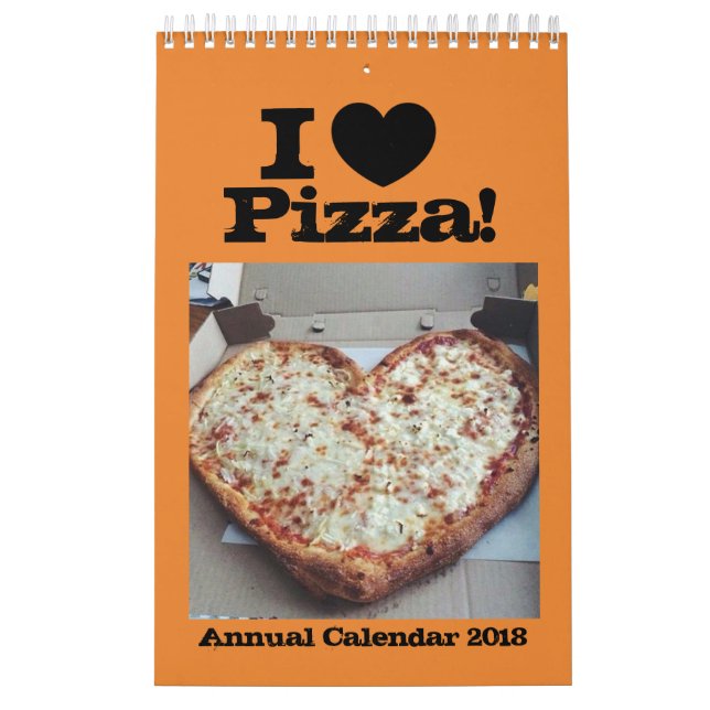 Mural J'aime le calendrier annuel 2018 de pizza (Protection)