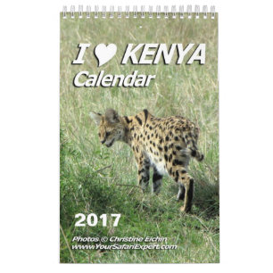 Mural J'AIME le calendrier du KENYA (d'une seule page)