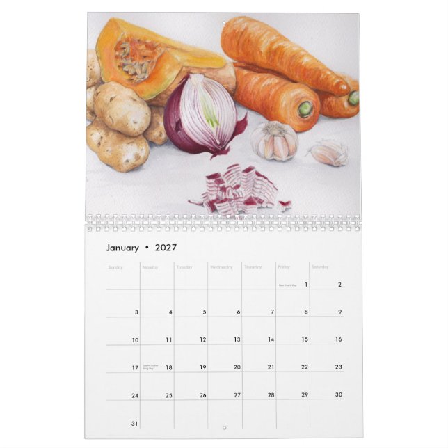 Mural La nourriture esquisse le calendrier (Jan 2027)