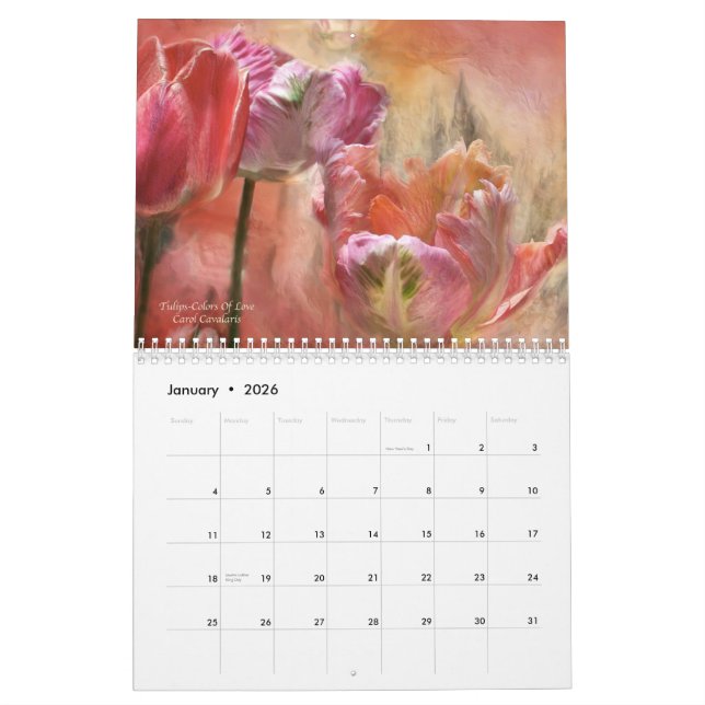 Mural Langue des fleurs - calendrier Romance de (Jan 2026)