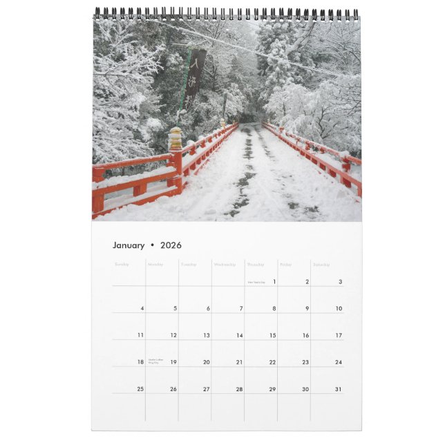 Mural Le Japon dans le calendrier rouge (Jan 2026)