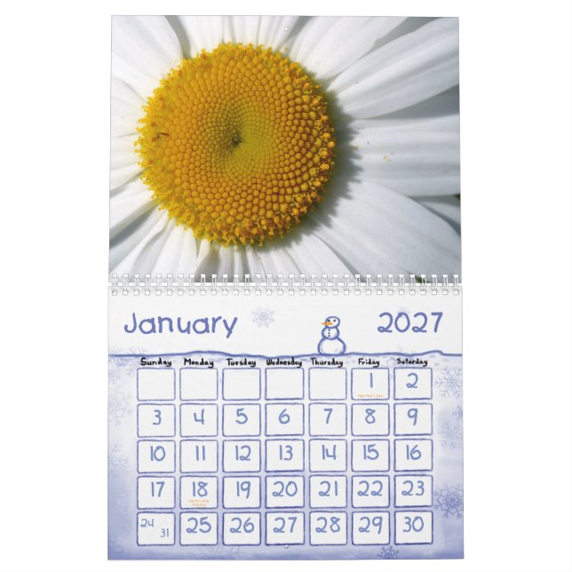 Mural Majesté de calendrier de fleurs (Jan 2027)