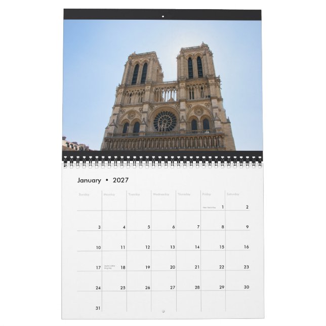 Mural Notre Dame et calendrier 2014 de Sainte-Chapelle (Jan 2027)