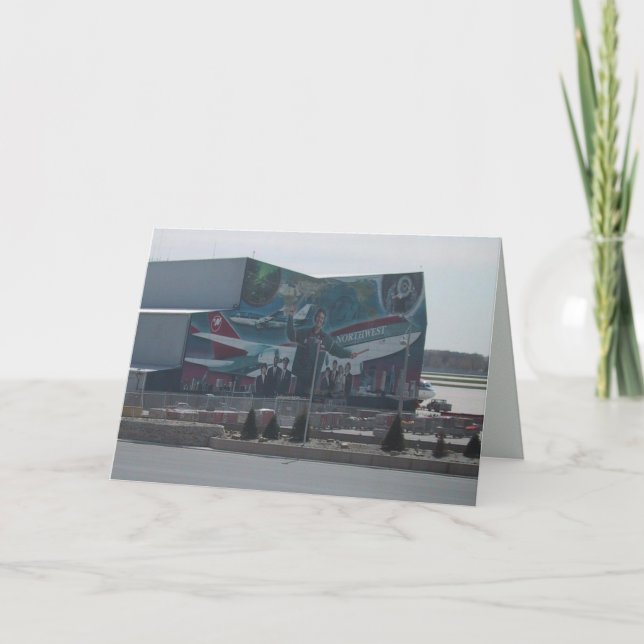 Mural Of Northwest Airlines On A Service Building Card (Front)