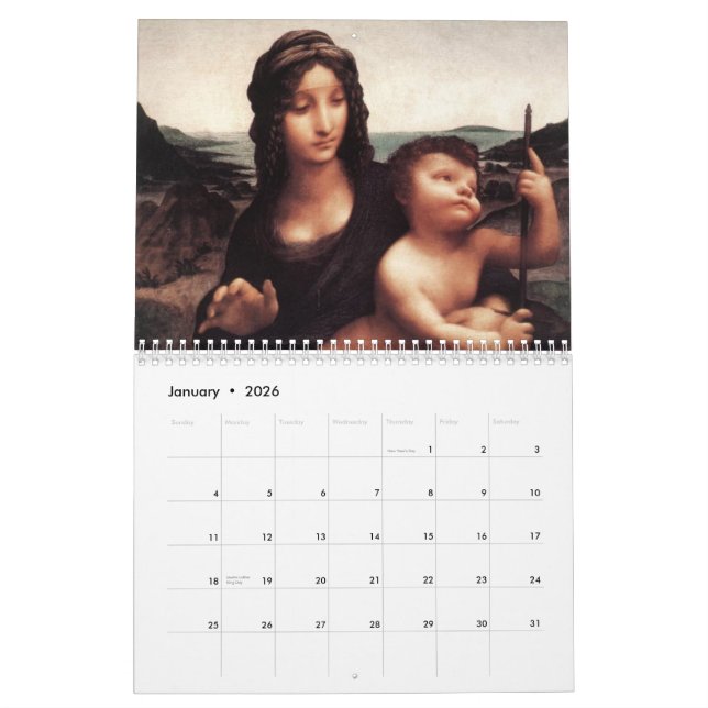 Mural Peintures par le calendrier de Leonardo da Vinci (Jan 2026)