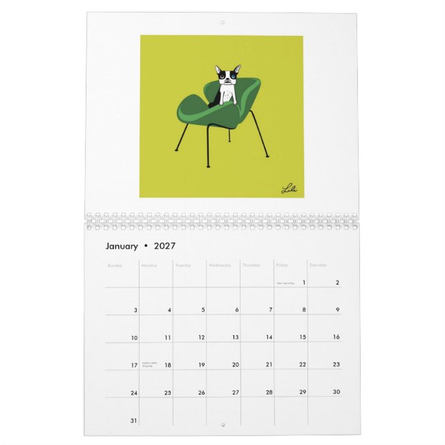 Mural *reprinted* 2015 de calendrier de boogie de la (Jan 2027)